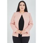 Fagi Kadın Pembe Büyük Beden Yakasız Ceket