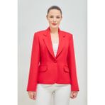 Fagi Kadın Slim Fit Tek Düğme Spor Ceket Belden Oturtmalı Krep Kumaş ile Şık Görünüm - 44 - Kırmızı
