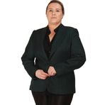 Fagi Kadın Yeşil Pötikareli Düğmeli Klasik Ceket
