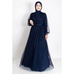 Fahima FHM830 Lacivert Taş Detaylı Abiye