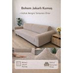 Faiend Bohem Desen 3 Kişilik Gri Kanepe Örtüsü | Lastikli Koltuk Örtüsü |çekyat Örtüsü| Koltuk Kılıfı - 180 x 230 cm - Vizon