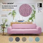 Faiend Jakarlı 3kişilik Lastikli Koltuk Kılıfı Çekyat Koltuk Örtüsü Streç Esnek kanepe kılıfı Düz desen pembe - 185 x 230 cm