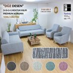 Faiend Jakarlı Düz Desen Esnek Kanepe kılıfı Tamıkı Koltuk Örtüsü 3+3+1+1 Yıkanabilir koltuk Kılıfı Kanepe Çekyat örtüsü Takımı Gri - 180 x 230 cm