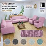 Faiend Jakarlı Düz Desen Esnek Kanepe kılıfı Tamıkı Koltuk Örtüsü 3+3+1+1 Yıkanabilir koltuk Kılıfı Kanepe Çekyat örtüsü Takımı Pembe - 180 x 230 cm - Gül Pembe