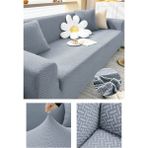 Faiend Jakarlı Likrali Esnek 3 Kişilik Koltuk Kılıfı Streç Lastikli Çekyat Kanepe Örtüsü Tuğla Desen Antrasit - 180 x 230 cm - Açık Gri