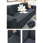 Faiend Jakarlı Likrali esnek 3 kişilik koltuk kılıfı streç lastikli çekyat kanepe örtüsü Tuğla desen Antrasit - 180 x 230 cm