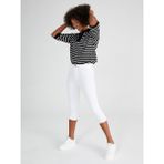Faik Sönmez 00078 Beyaz Slim Fit Coton Parça Boya Kadın Capri