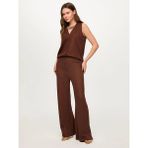 Faik Sönmez Beli Lastikli Triko Görünümlü Wide Leg Fit Pantolon S26PNT032 - Kahve - XL