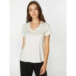 Faik Sönmez Minimalist Oversize V Yaka Kadın T-Shirt - Kısa Kol