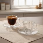 Fair Home Olive Cam 6 Kişilik Tabaklı Türk Kahvesi Espresso Fincan Seti – 6 x 90 ml - 6 Adet