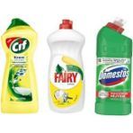 Fairy Bulaşık Deterjanı Cif Krem - Domestos 3'lü Set