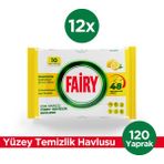 Fairy Çok Amaçlı Yüzey Temizlik Havlusu 10 Yaprak 12 Adet | Limon Yağlı | Beyaz Sirke & Karbonat