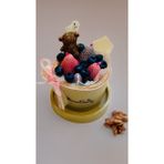 Fairy Cup Pink Bear Dekoratif Mum - Pembe - Bej