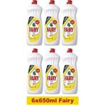 Fairy Elde Yıkama Bulaşık Deterjanı 650 ml x 6 - Limon Aromalı, Zorlu Yağ ve Lekelere Karşı Etkili Yoğun Formül - 3,9 lt