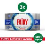 Fairy Platinum Antibakteriyel Yüzey Temizlik Havlusu 100 Yaprak 3 Adet | Beyaz Sirke & Karbonat