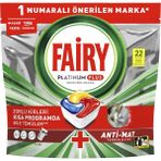 Fairy Platinum Plus 22 Yıkama Limon Kokulu Bulaşık Makinesi Deterjanı Kapsülü Anti-Mat Teknolojisi