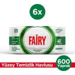 Fairy Power Wipes Yüzey Temizleme Mendili 100 Yaprak 6 Adet | Beyaz Sabun | Beyaz Sirke & Karbonat