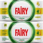 Fairy Yüzey Temizlik Havlusu 100 Yaprak Limon Yağlı - Beyaz Sirke - Karbonat (2 Li Set) 200 Yaprak