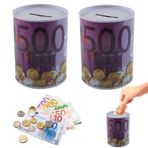 FairyPeach Euro Kumbara * 2 Adet, Euro Metal Kutu, 11 x 7,5 cm Metal Euro Tasarruf Kutusu, Açılmaz, 100/200 Euro Para Tasarrufu, Euro Para Tasarruf Kutusu Büyük, Yaratıcı Hediyeler (500 + 500)