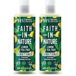 FAITH IN NATURE%99 Doğal Dengeleyici Saç Bakım Kremi Normal & Yağlanmaya - Kepeğe Meyilli Saçlar İçin (Biberiye, 400 ml) (2 paketi)