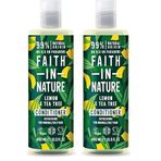 FAITH IN NATURE%99 Doğal Dengeleyici Saç Bakım Kremi Normal & Yağlanmaya - Kepeğe Meyilli Saçlar İçin (Limon & Çay Ağacı, 400 ml) (2 paketi)