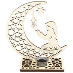Falafoty Ramazan Bayramı, Mübarek Dekorasyonu, Ramazan Şamdan Ahşap Masa Dekorasyonu, Müslüman Dekoratif Mumluk, Ay, Yıldız, Festival, Ev Dekorasyonu, Hediyelik, Eid Mübarek Parti Aksesuarı (C)
