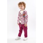 Falcomini Kids 2/3/4/5 Yaş Pantolon Lu Uzun Kol Gömlek Li Tişört Lü 3 Lü Çocuk Takım - 2 Yaş - Bordo
