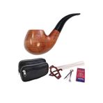 Falconetti 9 mm. Kahverengi Sandalwood Eğimli Sap Ahşap Pipo Seti rd36-takim