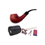 Falconetti 9 mm. Kırmızı Sandalwood Eğimli Sap Ahşap Pipo Seti rd37-takim