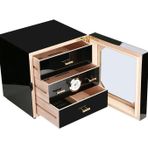 Falconetti RB80 Çekmeceli 3 Katlı Siyah Sedir Humidor Puro Kutusu