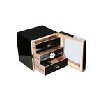 Falconetti RB80 Çekmeceli 3 Katlı Siyah Sedir Humidor Puro Kutusu