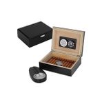 Falconetti RD26 Küçük Mat Siyah Humidor Puro Kutusu Küllük ve Makas Seti