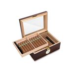 Falconetti RD46 Kahverengi Camlı 2 Katlı Humidor Puro Kutusu
