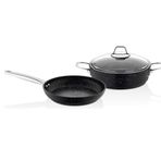 Falez Black Line 3 Parça 26 cm Siyah Granit Tencere Tava Seti