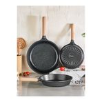 FALEZ Black Line Döküm Granit Tava Set 20-24-28 cm