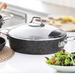 Falez Black Line Granit Döküm 30 cm Siyah Kısa Karnıyarık Tencere