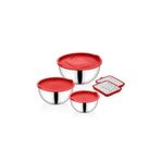 Falez Cookcase 9 Parça Akasya Rendeli Çelik Saklama Kabı Kırmızı