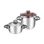 Falez Klipso Ikiz Düdüklü Tencere Seti (4 + 7 Litre) - 4 - 7 L Set - Gri