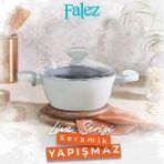 Falez Liva Seramik Derin Tencere 24 cm - Gri
