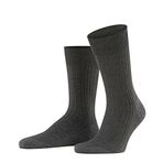 FALKE Bristol Pure işlenmemiş yün erkek çorabı, siyah, gri, birçok farklı renk, güçlendirilmiş erkek çorabı, desensiz, nefes alır, kalın, tek renkli, nervürlü 1 çift Gri 43-44