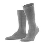 FALKE Erkek Family sürdürülebilir pamuk ince tek renkli 1 çift çorap, Gri (Light Grey Melange 3390), 39-42