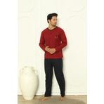 Falkom 5004 İnterlok Kalın Kışlık Çizgili Erkek Ev Pijama Takımı