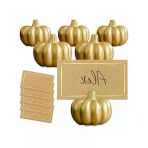 Fall Decor Mini Altın Kabak Masa Kartı Tutucu (6 Adet), Şükran Günü Masa Dekorasyonu, Sonbahar Temalı Düğünler, Gelin Buketleri İçin Müke