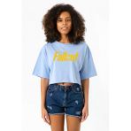 Fallout Lettern Bebe Mavi Kadın Crop Tshirt