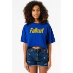 Fallout Lettern Mavi Kadın Crop Tshirt