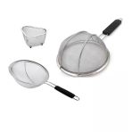 Fame Kitchen Paslanmaz Çelik 24Cm Ve 26Cm Bariyerli Tek Saplı Yuvarlak Süzgeç Ve Üçgen Lavabo Süzgeç Seti-3 Parça