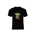Fame-Stoned Baby Yoda Baskılı Unisex %100 Pamuk Siyah T-Shirt