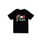 Fame-Stoned Free Palestine, Özgür Filistin Bayrağı Baskılı Unisex %100 Pamuk Siyah T-Shirt