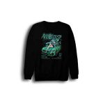 Fame-Stoned Hatsune Miku Anime Baskılı Unisex %100 Pamuk Siyah Bisiklet Yaka Sweatshirt