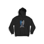 Fame-Stoned Unisex Siyah Attack On Titan Anime Baskılı Kapüşonlu Sweatshirt